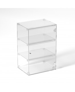 E-806 VET - Ampia vetrina espositiva in plexiglass trasparente a 3 ripiani - Misure: 40 x 30 x h60 cm
