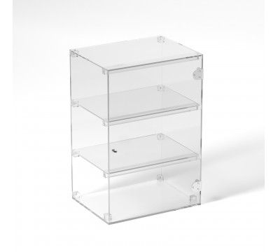 E-806 VET - Ampia vetrina espositiva in plexiglass trasparente a 3 ripiani - Misure: 40 x 30 x h60 cm