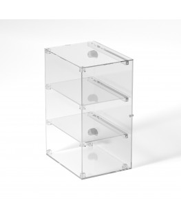 E-806 VET - Ampia vetrina espositiva in plexiglass trasparente a 3 ripiani - Misure: 40 x 30 x h60 cm