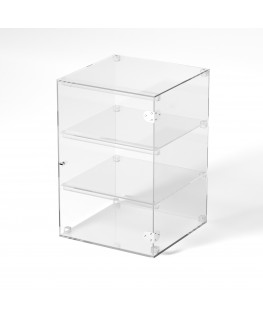 E-807 VET - Ampia vetrina espositiva in plexiglass trasparente a 3 ripiani - Misure: 40 x 40 x h60 cm