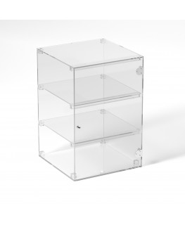 E-807 VET - Ampia vetrina espositiva in plexiglass trasparente a 3 ripiani - Misure: 40 x 40 x h60 cm