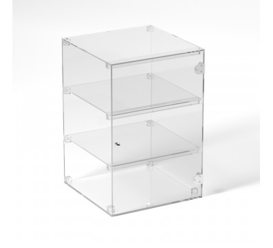E-807 VET - Ampia vetrina espositiva in plexiglass trasparente a 3 ripiani - Misure: 40 x 40 x h60 cm