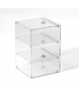 E-807 VET - Ampia vetrina espositiva in plexiglass trasparente a 3 ripiani - Misure: 40 x 40 x h60 cm