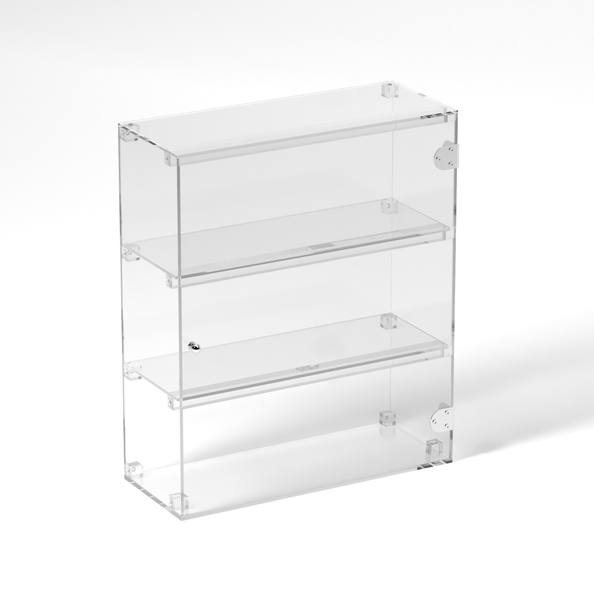 E-808 VET - Ampia vetrina espositiva in plexiglass trasparente a 3 ripiani - Misure: 50 x 20 x h60 cm