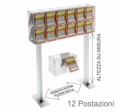 E-388 - Espositore gratta e vinci da banco in plexiglass trasparente munito di sportellino frontale lato rivenditore