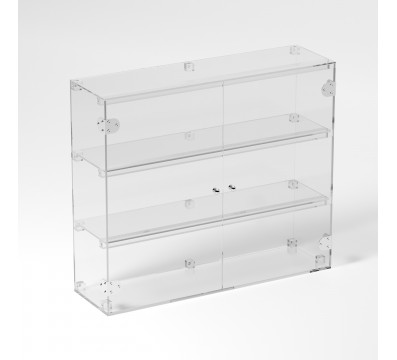 E-814 VET - Ampia vetrina espositiva in plexiglass trasparente a 3 ripiani - Misure: 70 x 20 x h60 cm