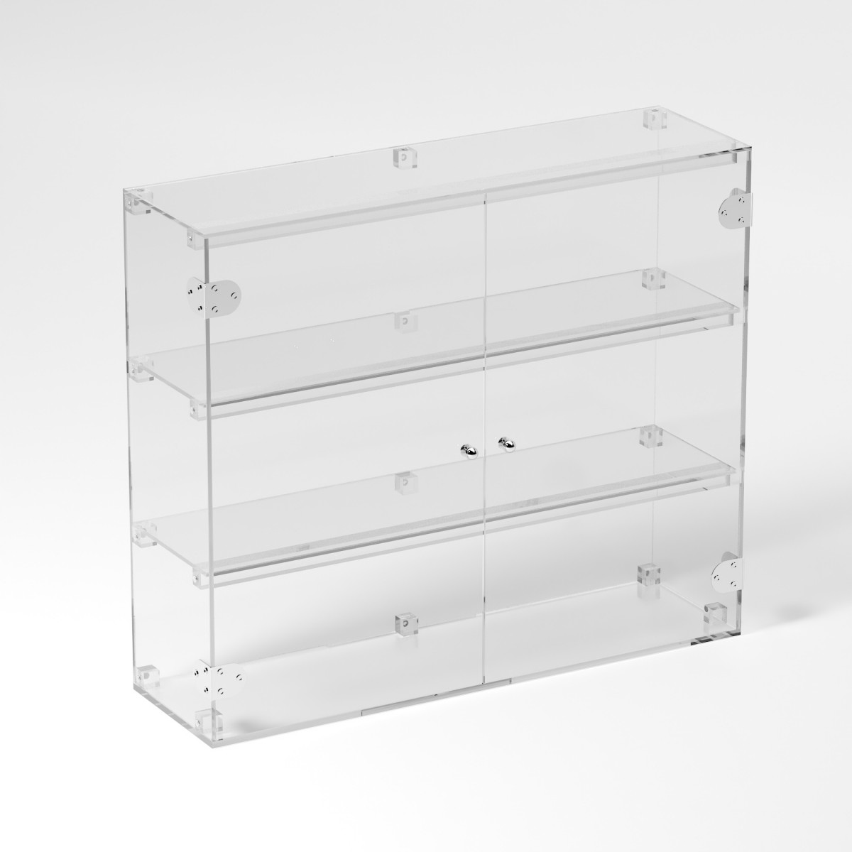 E-814 VET - Ampia vetrina espositiva in plexiglass trasparente a 3 ripiani - Misure: 70 x 20 x h60 cm