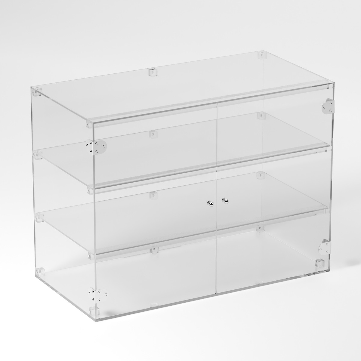 E-819 VET - Ampia vetrina espositiva in plexiglass trasparente a 3 ripiani - Misure: 80 x 40 x h60 cm