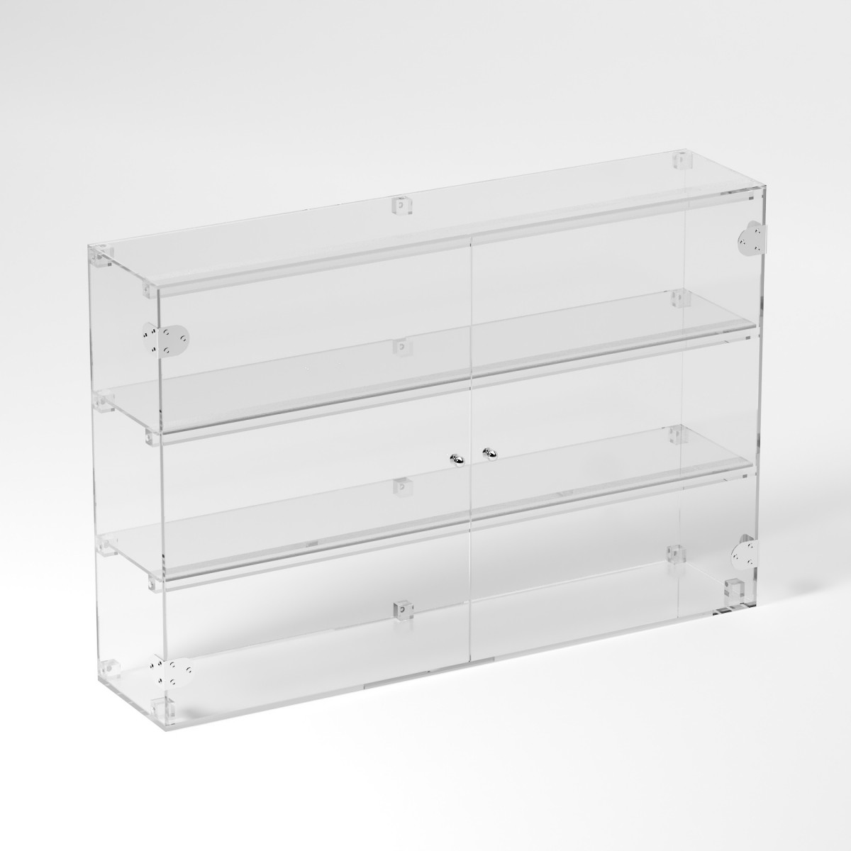 E-820 VET - Ampia vetrina espositiva in plexiglass trasparente a 3 ripiani - Misure: 90 x 20 x h60 cm