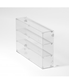 E-820 VET - Ampia vetrina espositiva in plexiglass trasparente a 3 ripiani - Misure: 90 x 20 x h60 cm