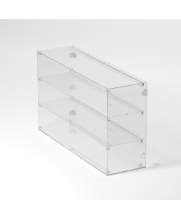 E-824 VET - Ampia vetrina espositiva in plexiglass trasparente a 3 ripiani - Misure: 100 x 30 x h60 cm