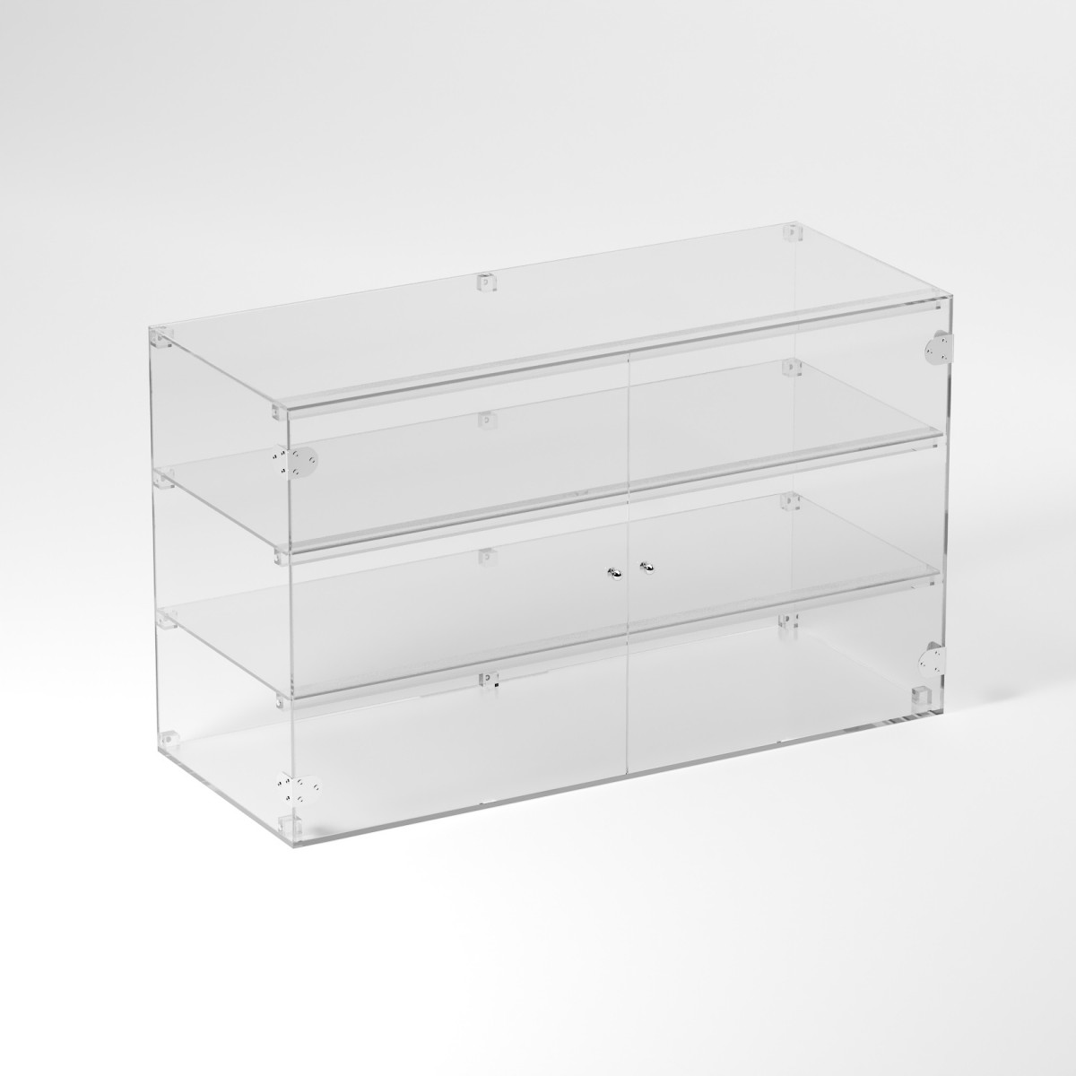 E-825 VET - Ampia vetrina espositiva in plexiglass trasparente a 3 ripiani - Misure: 100 x 40 x h60 cm