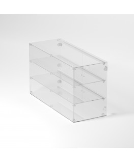 E-825 VET - Ampia vetrina espositiva in plexiglass trasparente a 3 ripiani - Misure: 100 x 40 x h60 cm
