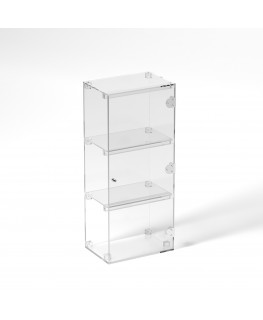 E-826 VET - Ampia vetrina espositiva in plexiglass trasparente a 3 ripiani - Misure: 30 x 20 x h70 cm