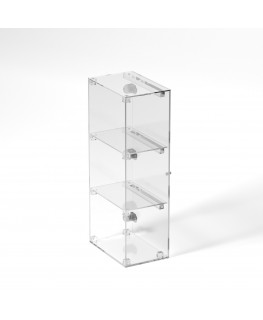 E-826 VET - Ampia vetrina espositiva in plexiglass trasparente a 3 ripiani - Misure: 30 x 20 x h70 cm