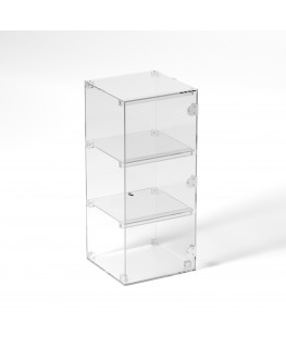 E-827 VET - Ampia vetrina espositiva in plexiglass trasparente a 3 ripiani - Misure: 30 x 30 x h70 cm