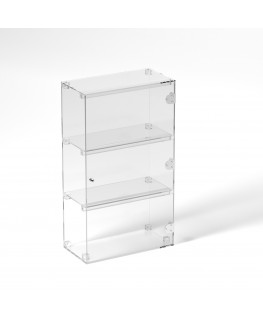 E-829 VET - Ampia vetrina espositiva in plexiglass trasparente a 3 ripiani - Misure: 40 x 20 x h70 cm