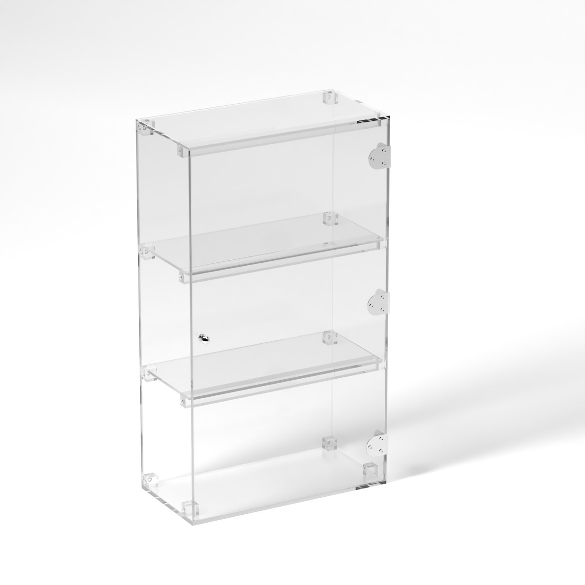 E-829 VET - Ampia vetrina espositiva in plexiglass trasparente a 3 ripiani - Misure: 40 x 20 x h70 cm