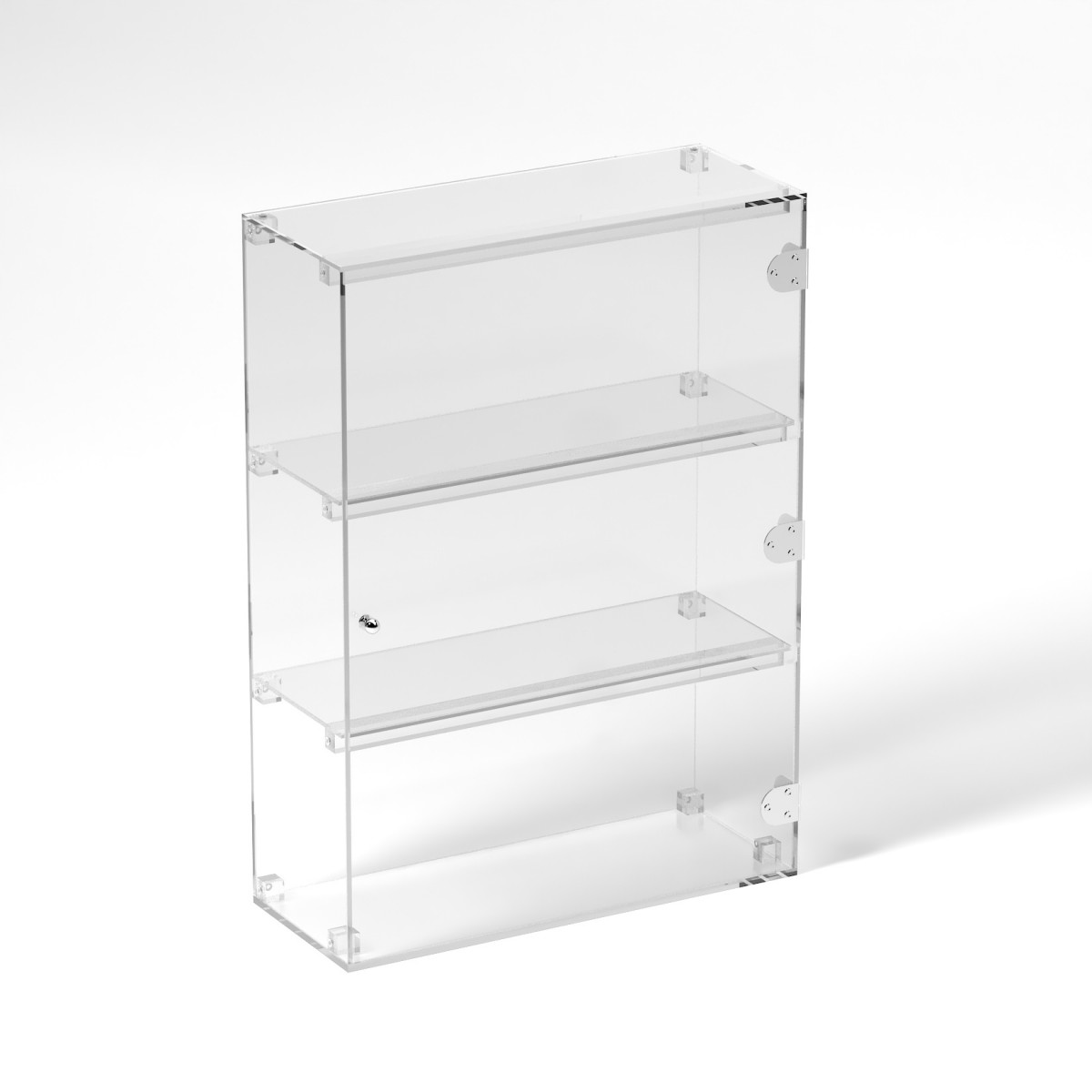 E-832 VET - Ampia vetrina espositiva in plexiglass trasparente a 3 ripiani - Misure: 50 x 20 x h70 cm