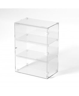 E-833 VET - Ampia vetrina espositiva in plexiglass trasparente a 3 ripiani - Misure: 50 x 30 x h70 cm