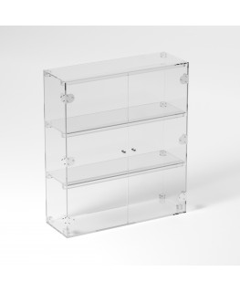 E-835 VET - Ampia vetrina espositiva in plexiglass trasparente a 3 ripiani - Misure: 60 x 20 x h70 cm