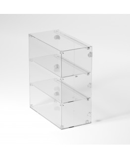 E-836 VET - Ampia vetrina espositiva in plexiglass trasparente a 3 ripiani - Misure: 60 x 30 x h70 cm