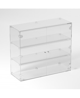 E-842 VET - Ampia vetrina espositiva in plexiglass trasparente a 3 ripiani - Misure: 80 x 30 x h70 cm