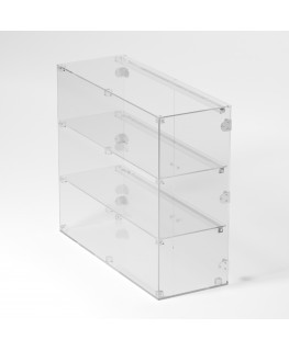E-842 VET - Ampia vetrina espositiva in plexiglass trasparente a 3 ripiani - Misure: 80 x 30 x h70 cm