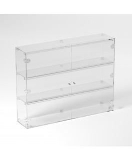 E-844 VET - Ampia vetrina espositiva in plexiglass trasparente a 3 ripiani - Misure: 90 x 20 x h70 cm