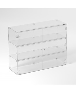 E-845 VET - Ampia vetrina espositiva in plexiglass trasparente a 3 ripiani - Misure: 90 x 30 x h70 cm