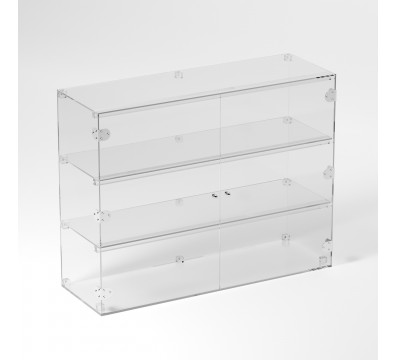E-845 VET - Ampia vetrina espositiva in plexiglass trasparente a 3 ripiani - Misure: 90 x 30 x h70 cm