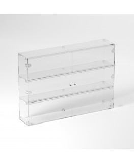 E-847 VET - Ampia vetrina espositiva in plexiglass trasparente a 3 ripiani - Misure: 100 x 20 x h70 cm