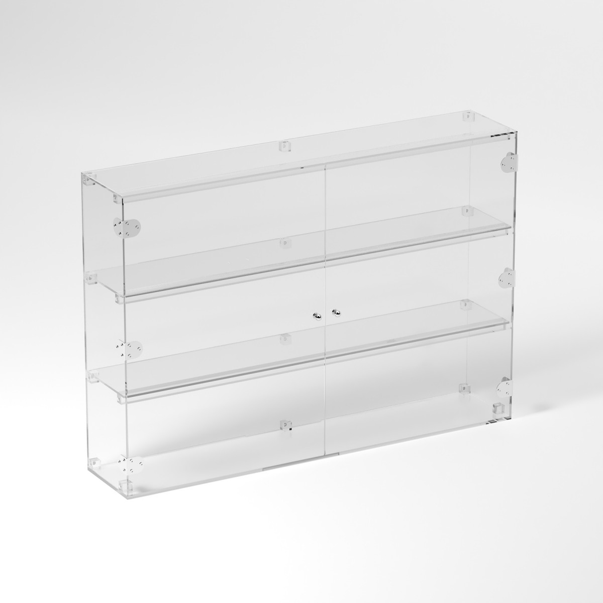 E-847 VET - Ampia vetrina espositiva in plexiglass trasparente a 3 ripiani - Misure: 100 x 20 x h70 cm