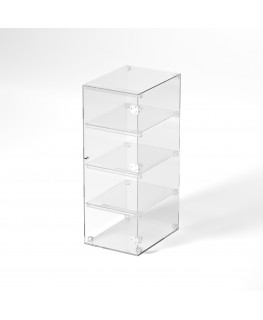 E-852 VET - Ampia vetrina espositiva in plexiglass trasparente a 4 ripiani - Misure: 30 x 40 x h80 cm