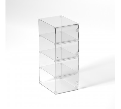 E-852 VET - Ampia vetrina espositiva in plexiglass trasparente a 4 ripiani - Misure: 30 x 40 x h80 cm