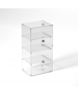 E-852 VET - Ampia vetrina espositiva in plexiglass trasparente a 4 ripiani - Misure: 30 x 40 x h80 cm