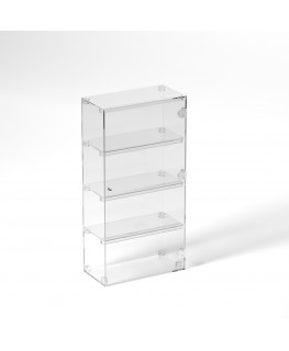 E-853 VET - Ampia vetrina espositiva in plexiglass trasparente a 4 ripiani - Misure: 40 x 20 x h80 cm