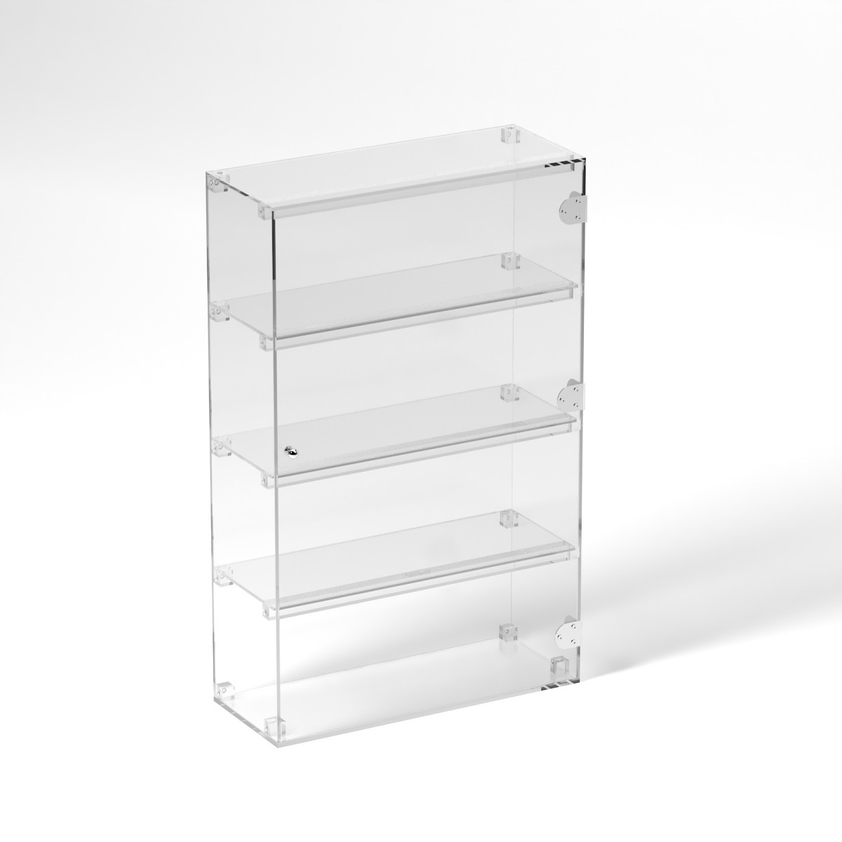 E-856 VET - Ampia vetrina espositiva in plexiglass trasparente a 4 ripiani - Misure: 50 x 20 x h80 cm