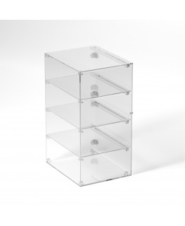 E-858 VET - Ampia vetrina espositiva in plexiglass trasparente a 4 ripiani - Misure: 50 x 40 x h80 cm