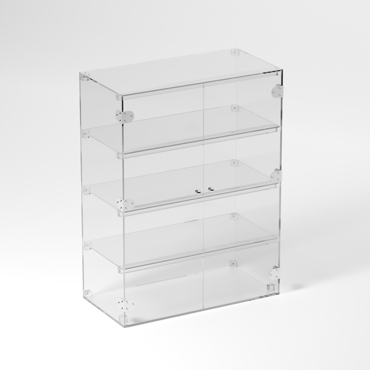 E-860 VET - Ampia vetrina espositiva in plexiglass trasparente a 4 ripiani - Misure: 60 x 30 x h80 cm