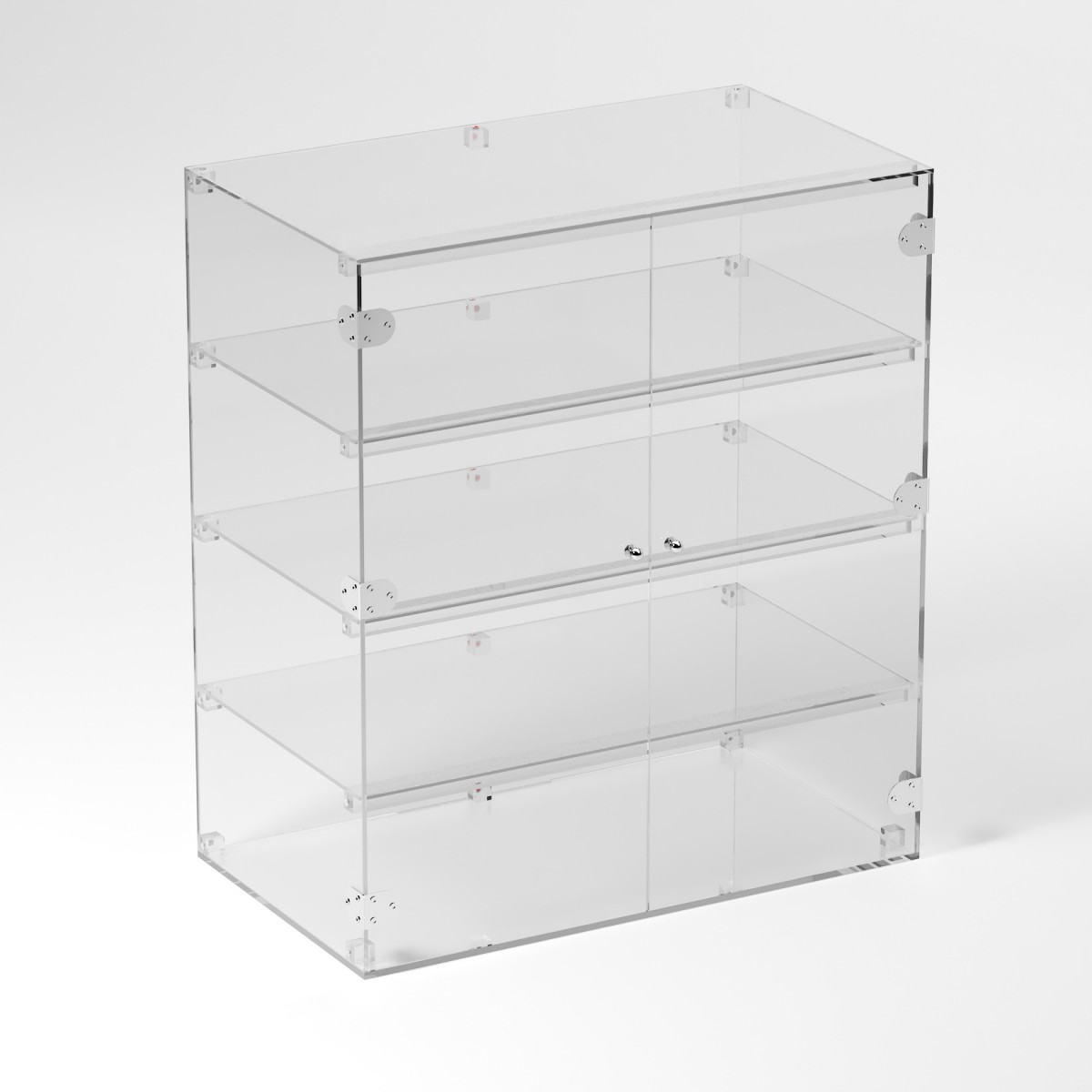 E-864 VET - Ampia vetrina espositiva in plexiglass trasparente a 4 ripiani - Misure: 70 x 40 x h80 cm