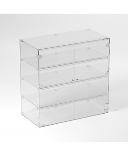 E-867 VET - Ampia vetrina espositiva in plexiglass trasparente a 4 ripiani - Misure: 80 x 40 x h80 cm