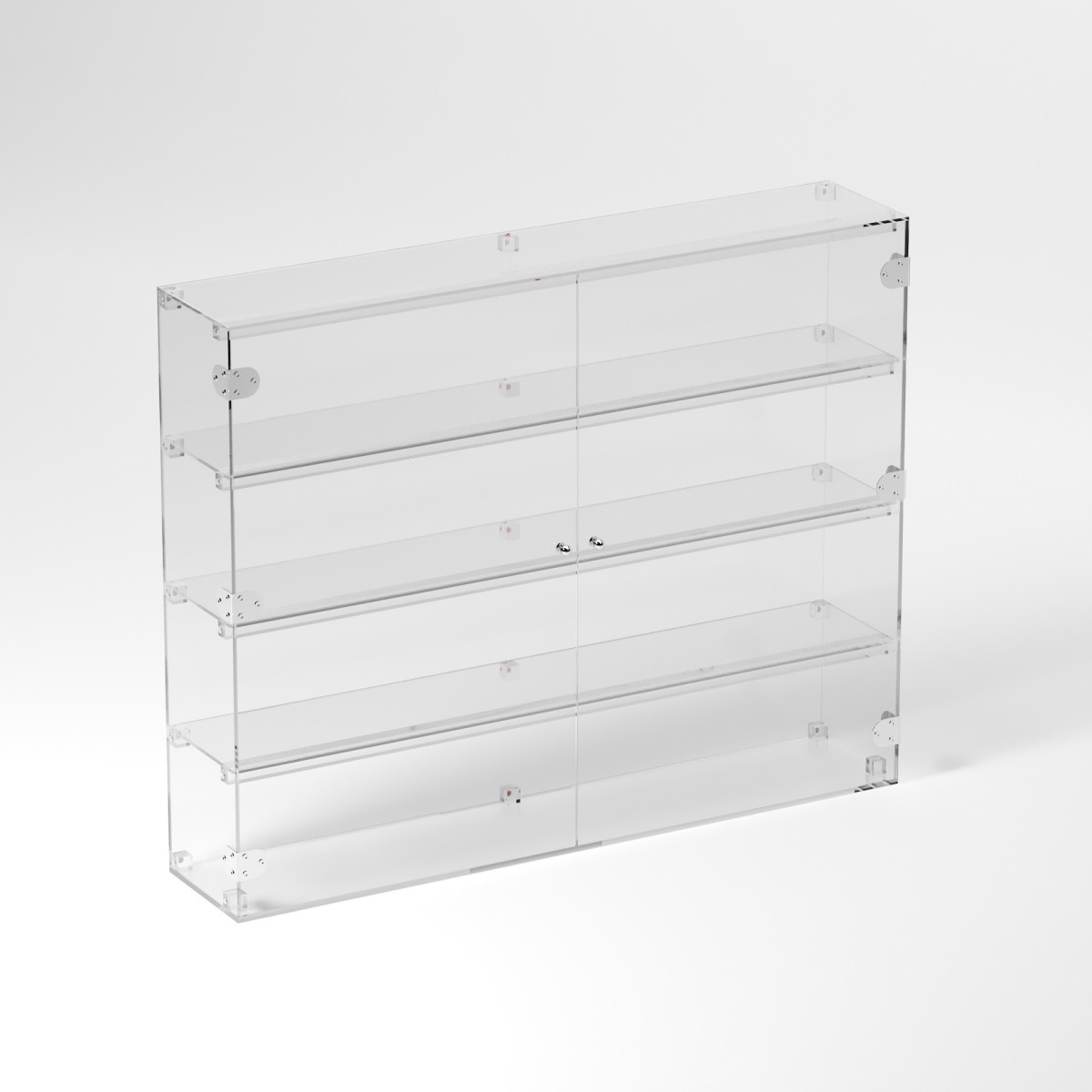 E-871 VET - Ampia vetrina espositiva in plexiglass trasparente a 4 ripiani - Misure: 100 x 20 x h80 cm