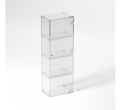 E-874 VET - Ampia vetrina espositiva in plexiglass trasparente a 4 ripiani - Misure: 30 x 20 x h90 cm