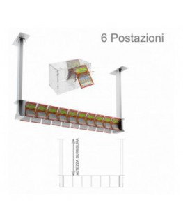 E-390 - Espositore gratta e vinci da soffitto in plexiglass trasparente munito di sportellino frontale lato rivenditore
