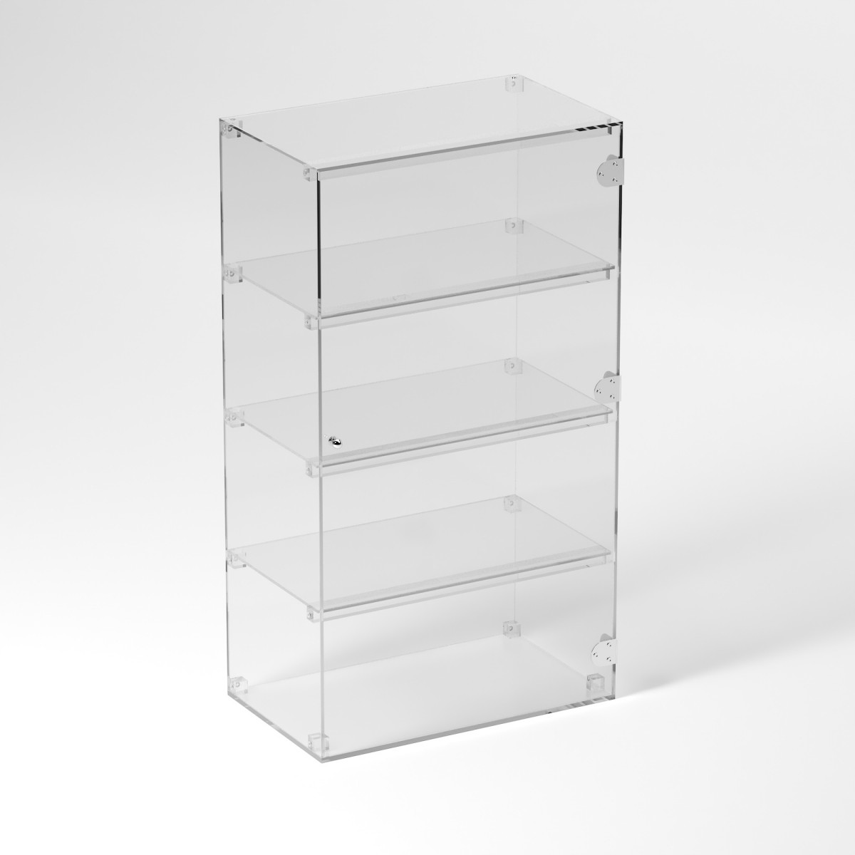 E-881 VET - Ampia vetrina espositiva in plexiglass trasparente a 4 ripiani - Misure: 50 x 30 x h90 cm