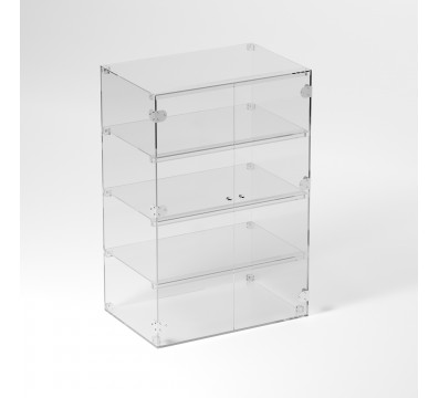 E-885 VET - Ampia vetrina espositiva in plexiglass trasparente a 4 ripiani - Misure: 60 x 40 x h90 cm
