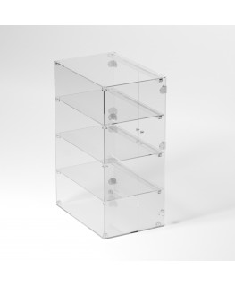 E-885 VET - Ampia vetrina espositiva in plexiglass trasparente a 4 ripiani - Misure: 60 x 40 x h90 cm