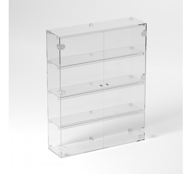 E-886 VET - Ampia vetrina espositiva in plexiglass trasparente a 4 ripiani - Misure: 70 x 20 x h90 cm