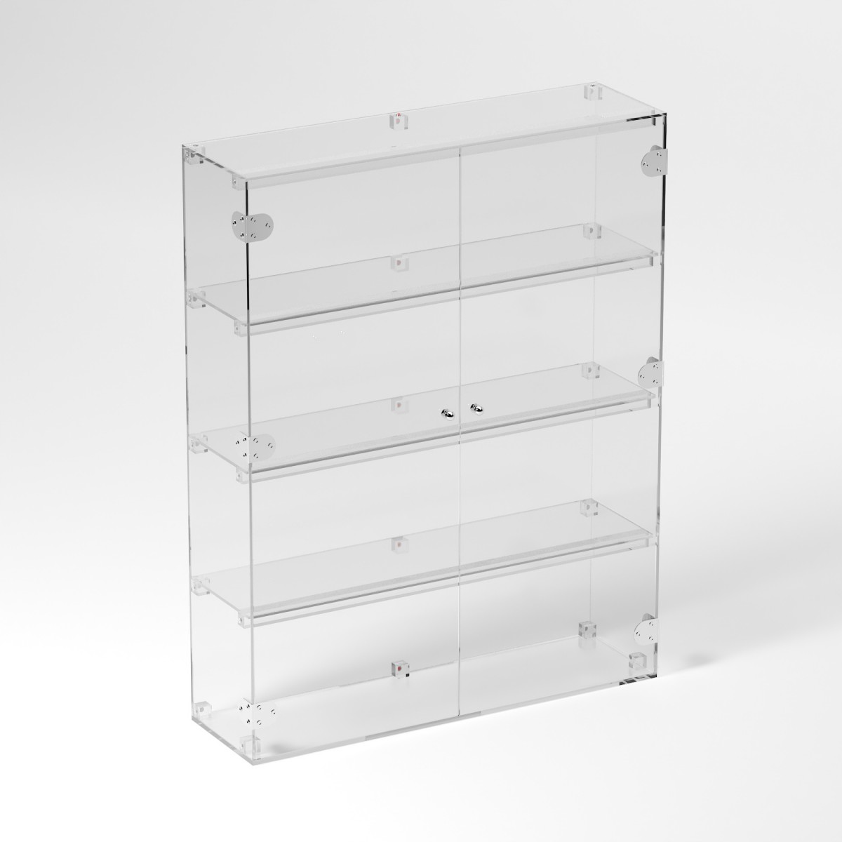 E-886 VET - Ampia vetrina espositiva in plexiglass trasparente a 4 ripiani - Misure: 70 x 20 x h90 cm
